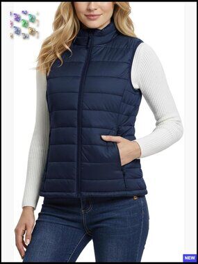 Lightweight Puffer Vest Quilted Gilet Sleeveless Winter Jacket Zip Up Outerwear